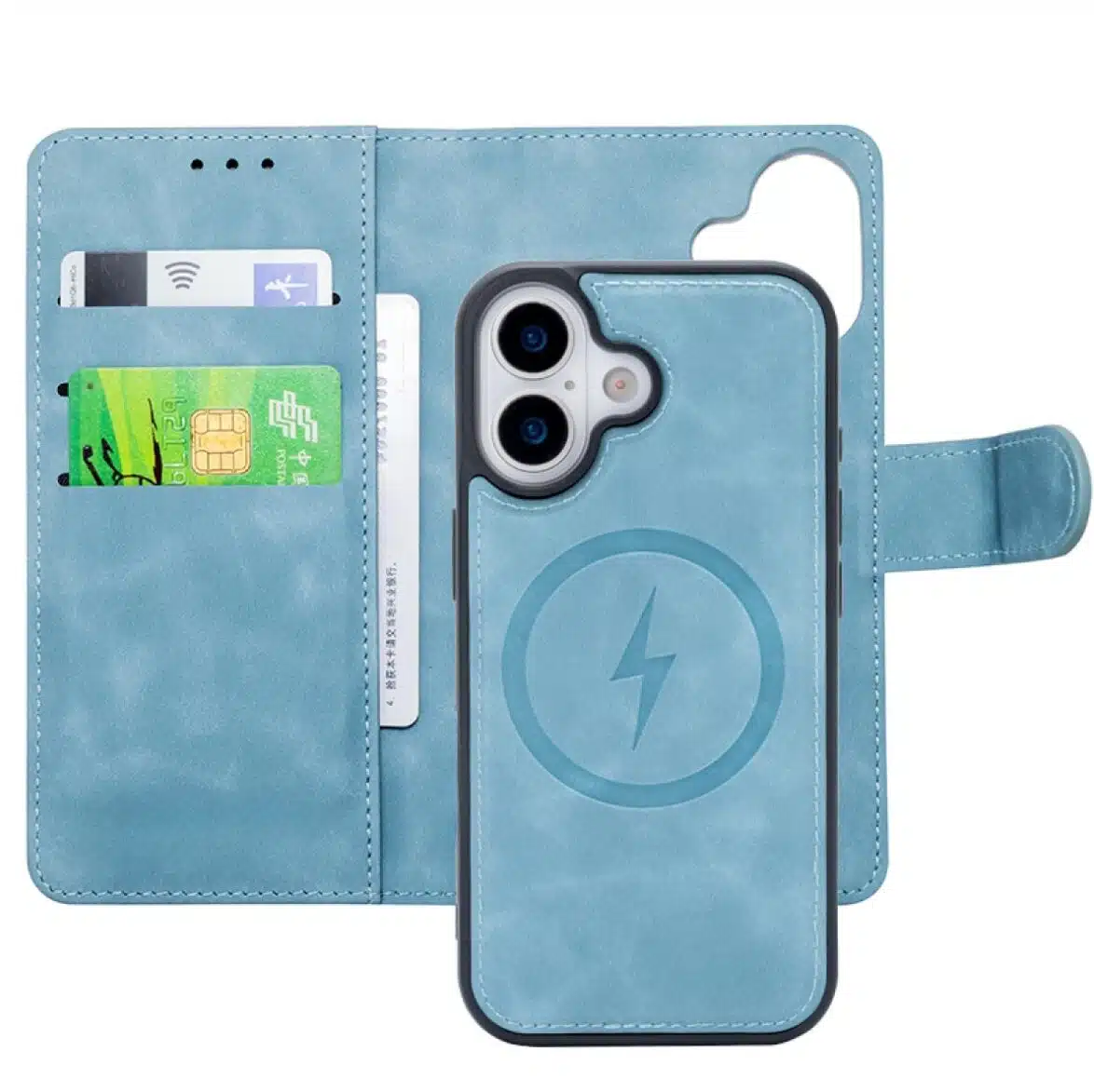 Cityhoesje-Bookcase-2 in 1 Magsafe-iPhone 17-Licht Blauw - Afbeelding 2
