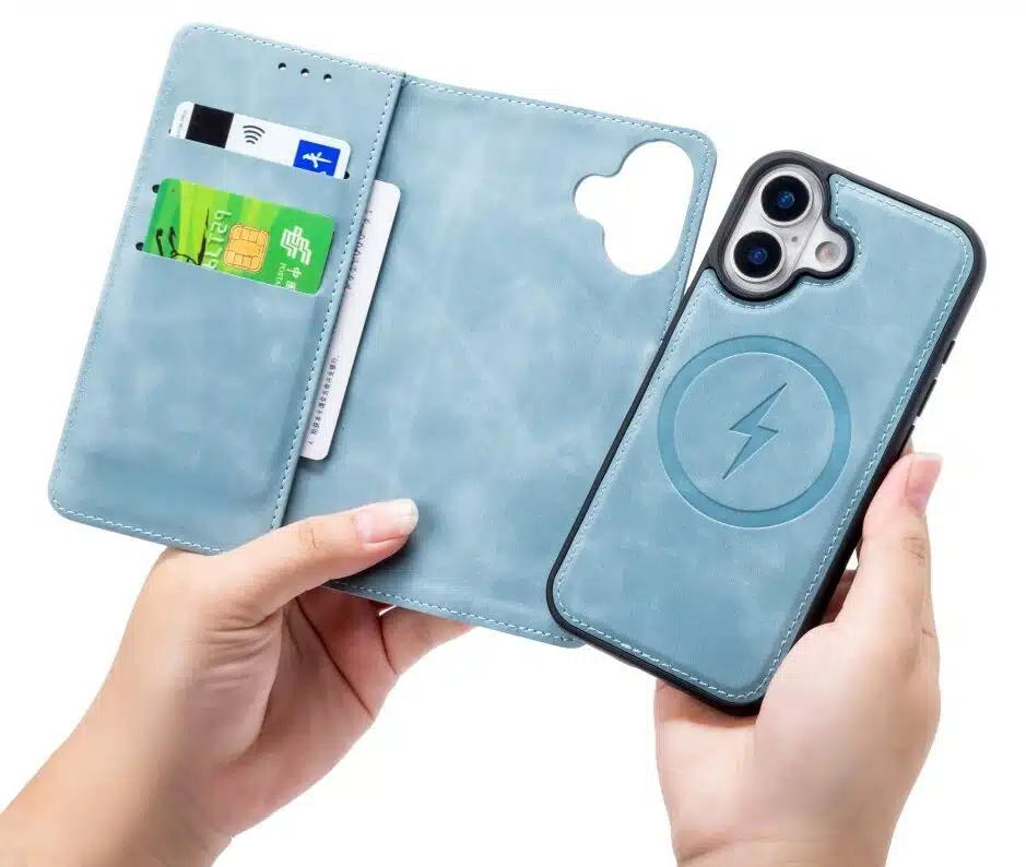 Cityhoesje-Bookcase-2 in 1 Magsafe-iPhone 17-Licht Blauw - Afbeelding 3