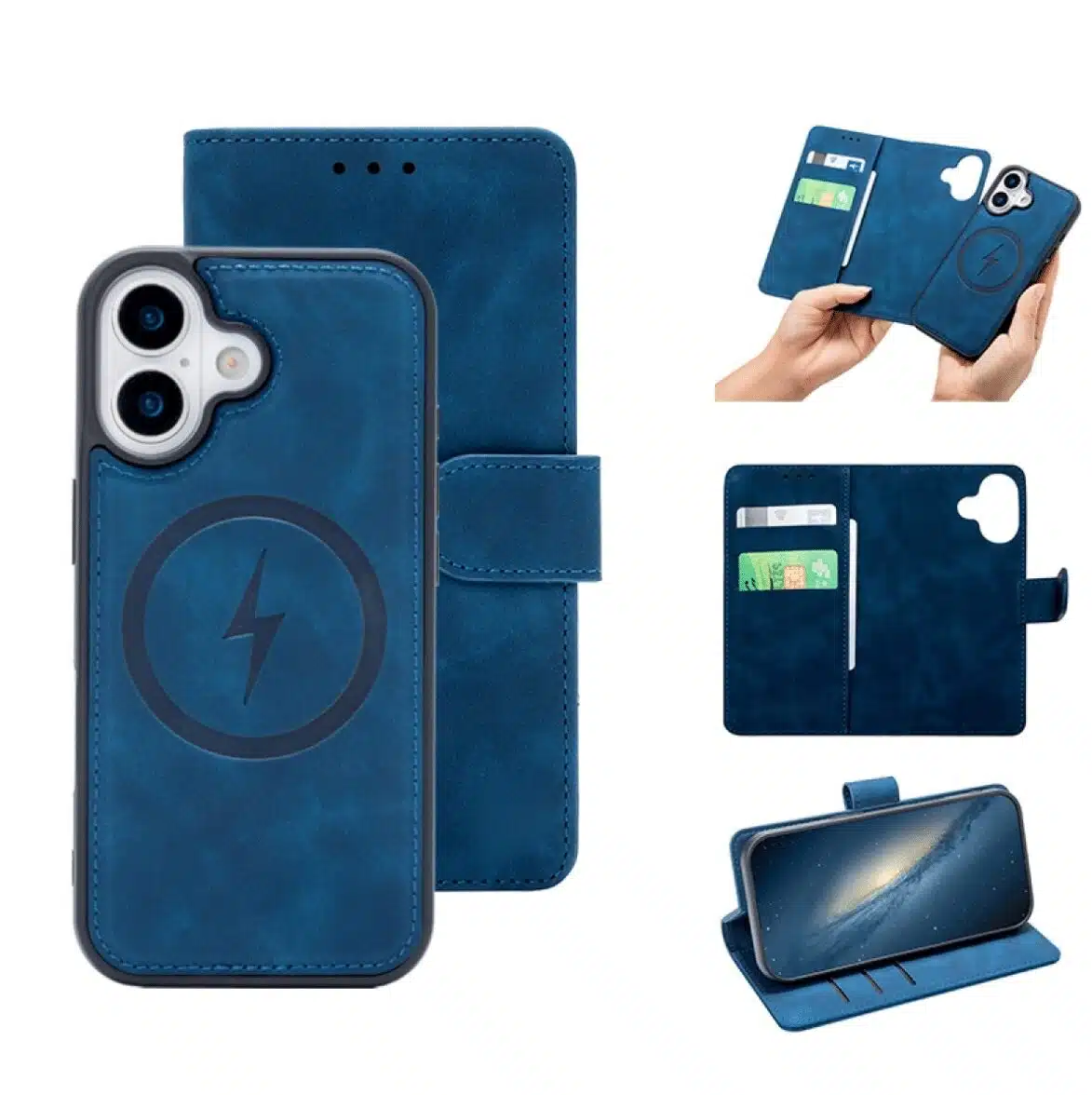 Cityhoesje-Bookcase-2 in 1 Magsafe-iPhone 17-Blauw - Afbeelding 1