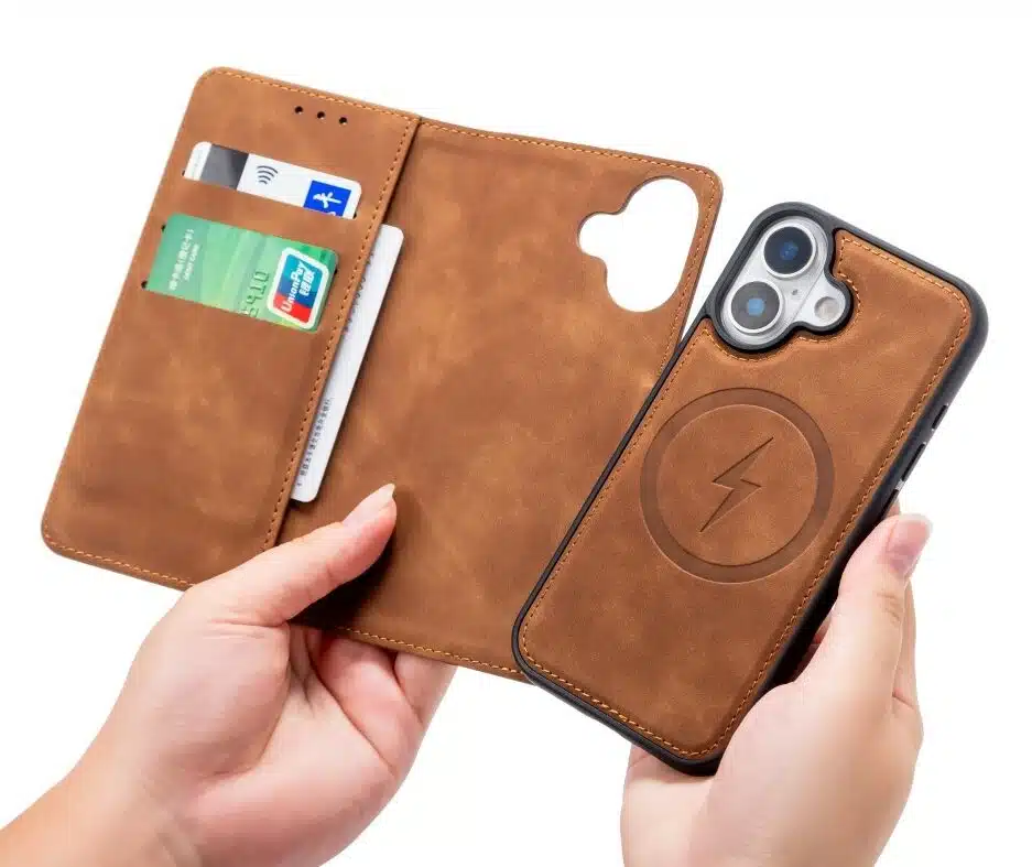 Cityhoesje-Bookcase- 2 in 1 Magsafe-iPhone 17-Bruin - Afbeelding 2
