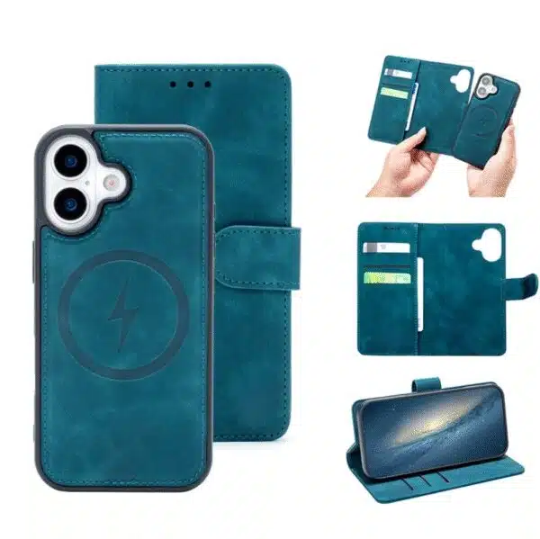 Cityhoesje-Bookcase-2 in 1 Magsafe-iPhone 17-Groen - Afbeelding 1