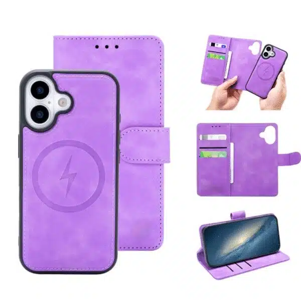 Cityhoesje-Bookcase-2 in 1 Magsafe-iPhone 17-Paars - Afbeelding 1