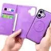 Cityhoesje-Bookcase-2 in 1 Magsafe-iPhone 17-Paars - Thumbnail Image 3