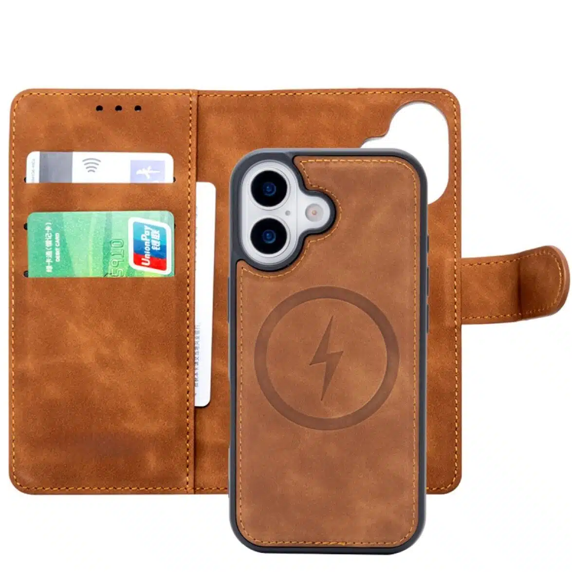 Cityhoesje-Bookcase- 2 in 1 Magsafe-iPhone 17-Bruin - Afbeelding 5