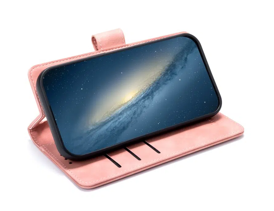 CaseMania –iphone 17 Pro Max–2in1-Magsafe- BookCase – Pasjeshouder-Roze-5-Cityhoesje.nl