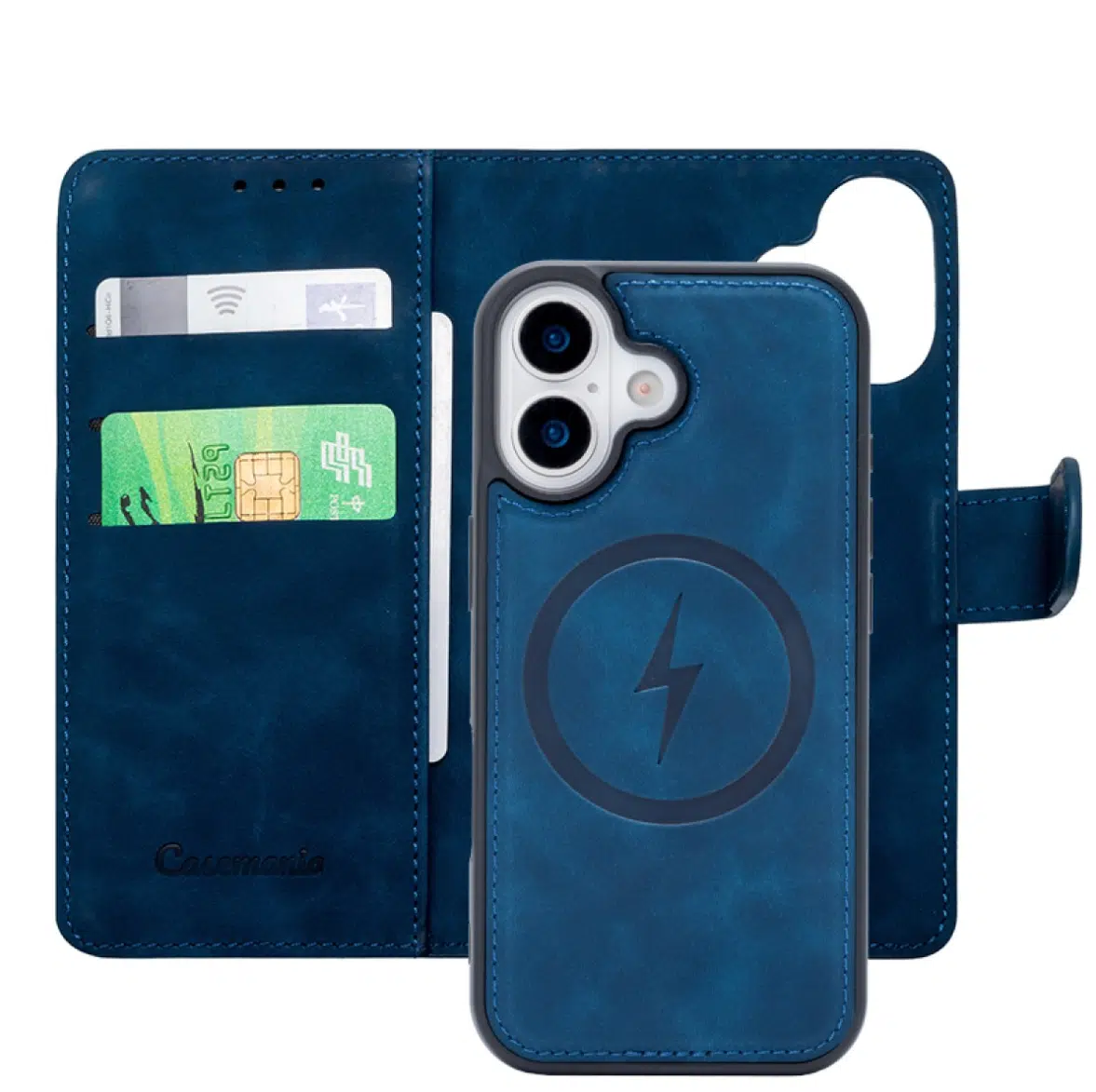 CaseMania –iphone 17–2in1-Magsafe- BookCase – Pasjeshouder-Donker Blauw-2-Cityhoesje.nl