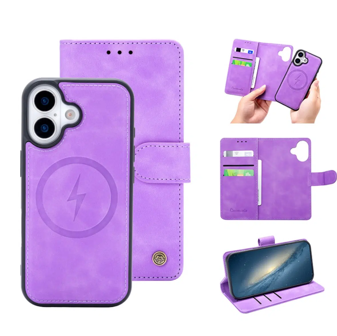 CaseMania –iphone 17–2in1-Magsafe- BookCase – Pasjeshouder-Paars-1-Cityhoesje.nl