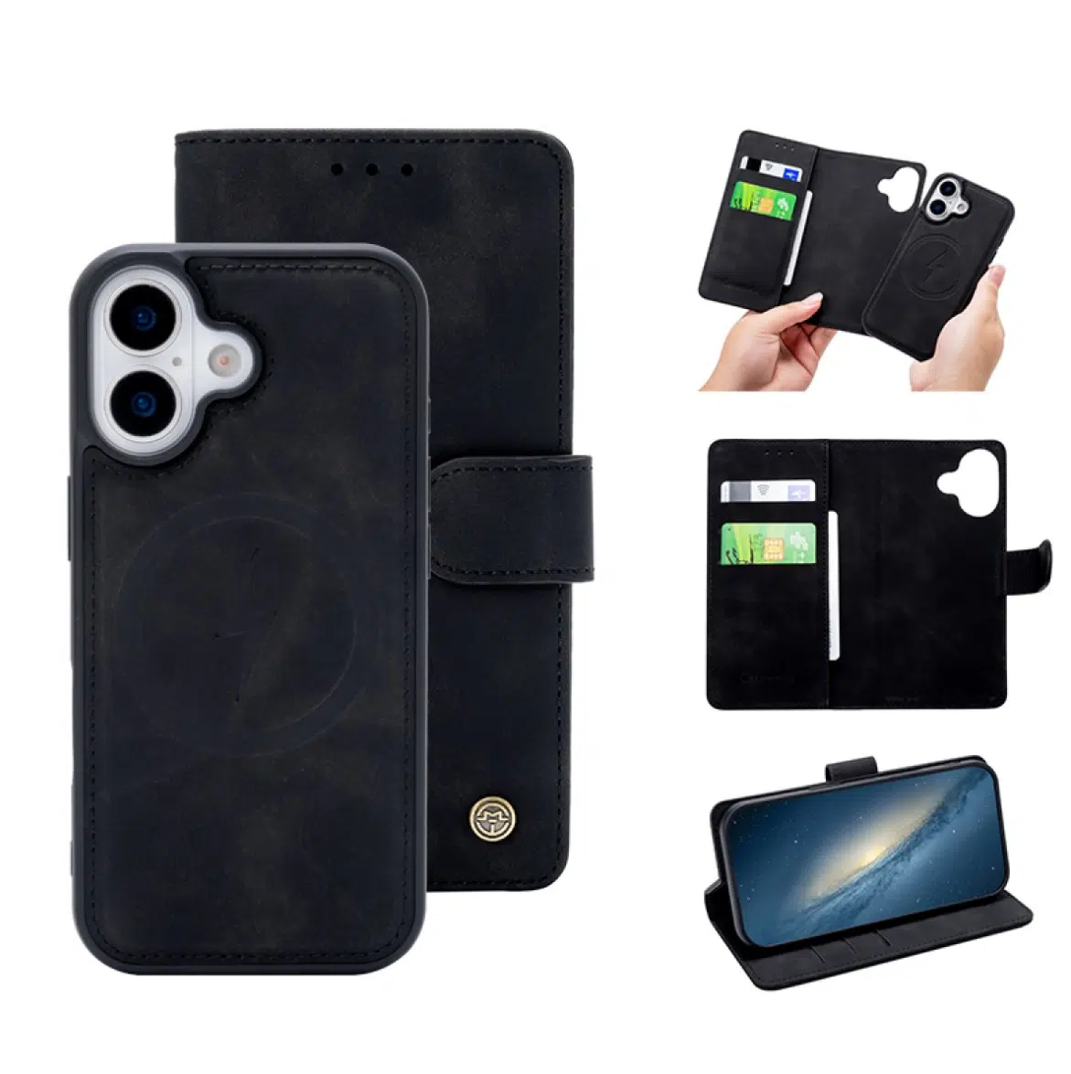 CaseMania –iphone 17–2in1-Magsafe- BookCase – Pasjeshouder-Zwart-1-Cityhoesje.nl