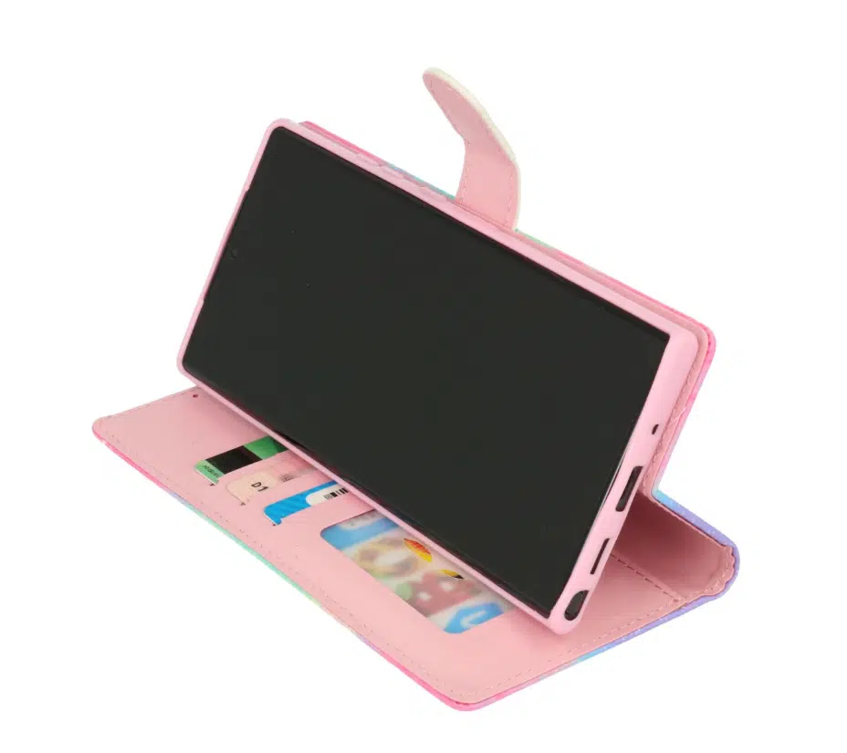 Samsung A17-Bookcase Print-Vlinder Roze-4-Cityhoesje.nl