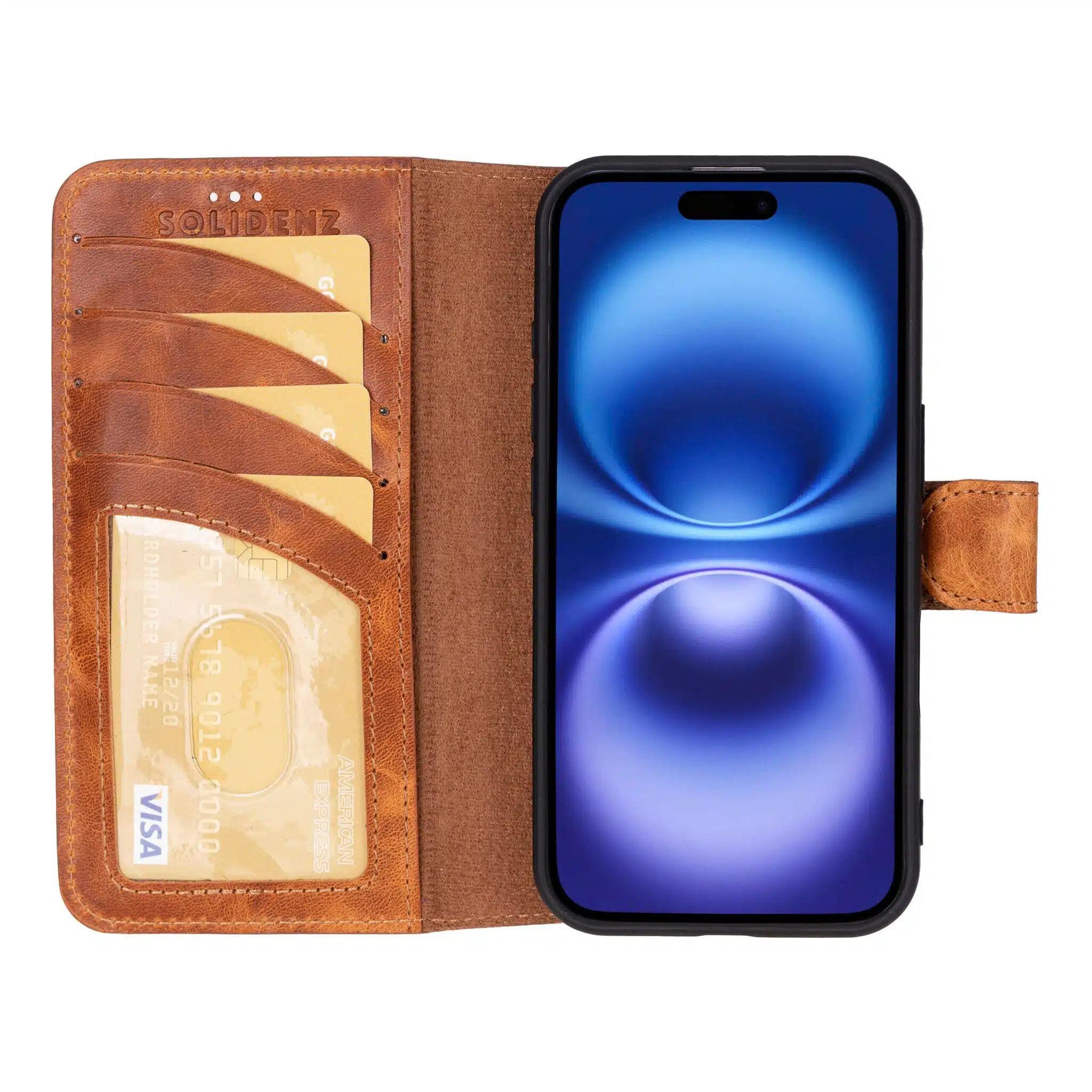 Solidenz - Backcover - Moda Book - Echt Leren - iPhone 17 Air - Hoesje - Bruin - Afbeelding 3