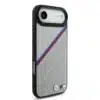 BMW iPhone 17 Air Backcover hoesje - MagSafe - PU Leather Case With Tricolor Slanted Stripes & Metal Logos - Grijs-4