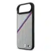 BMW iPhone 17 Air Backcover hoesje - MagSafe - PU Leather Case With Tricolor Slanted Stripes & Metal Logos - Grijs-5