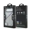BMW iPhone 17 Air Backcover hoesje - MagSafe - PU Leather Case With Tricolor Slanted Stripes & Metal Logos - Grijs-8