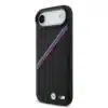 BMW iPhone 17 Air Backcover hoesje - MagSafe - PU Leather Case With Tricolor Slanted Stripes & Metal Logos - Zwart-2