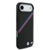 BMW iPhone 17 Air Backcover hoesje - MagSafe - PU Leather Case With Tricolor Slanted Stripes & Metal Logos - Zwart-4