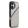 BMW iPhone 17 Backcover hoesje - MagSafe - PU Leather Case With Tricolor Slanted Stripes & Metal Logos - Grijs-4