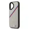 BMW iPhone 17 Backcover hoesje - MagSafe - PU Leather Case With Tricolor Slanted Stripes & Metal Logos - Grijs-5