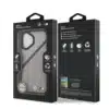 BMW iPhone 17 Backcover hoesje - MagSafe - PU Leather Case With Tricolor Slanted Stripes & Metal Logos - Grijs-8