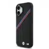 BMW iPhone 17 Backcover hoesje - MagSafe - PU Leather Case With Tricolor Slanted Stripes & Metal Logos - Zwart-2