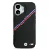 BMW iPhone 17 Backcover hoesje - MagSafe - PU Leather Case With Tricolor Slanted Stripes & Metal Logos - Zwart-3