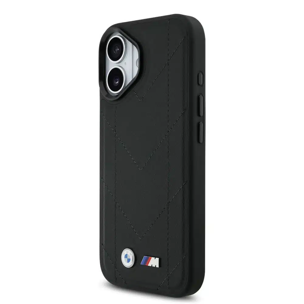 BMW iPhone 17 Backcover hoesje - MagSafe - Quilted Leather Case With Metal Logo - Zwart-2