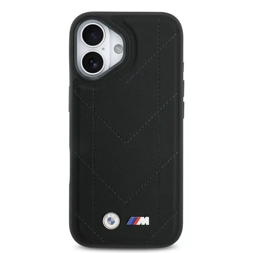 BMW iPhone 17 Backcover hoesje - MagSafe - Quilted Leather Case With Metal Logo - Zwart-3
