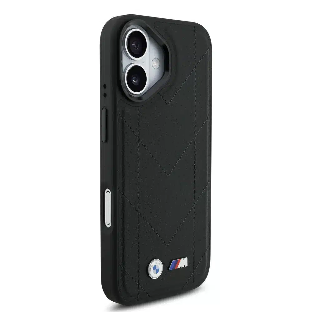 BMW iPhone 17 Backcover hoesje - MagSafe - Quilted Leather Case With Metal Logo - Zwart-4