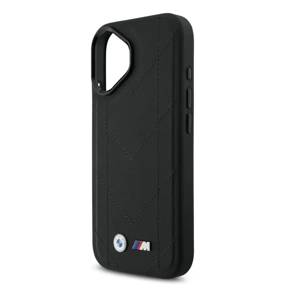 BMW iPhone 17 Backcover hoesje - MagSafe - Quilted Leather Case With Metal Logo - Zwart-5