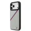 BMW iPhone 17 Pro Max Backcover hoesje - MagSafe - PU Leather Case With Tricolor Slanted Stripes & Metal Logos - Grijs-2