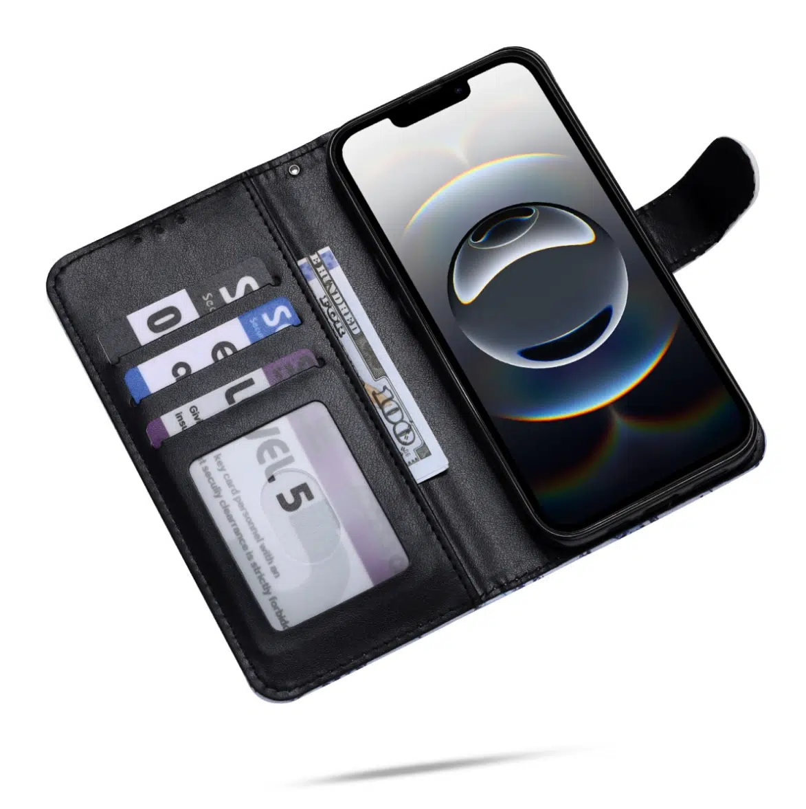 Casemania Iphone-17-Bookcase- Marmer Blauw-2-Cityhoesje.nl