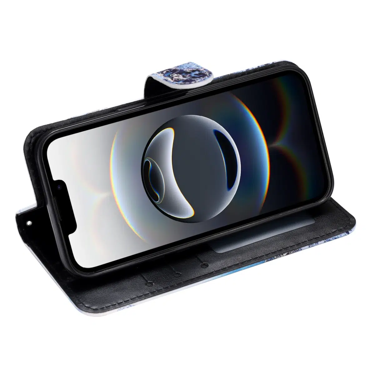 Casemania Iphone-17-Bookcase- Marmer Blauw-3-Cityhoesje.nl