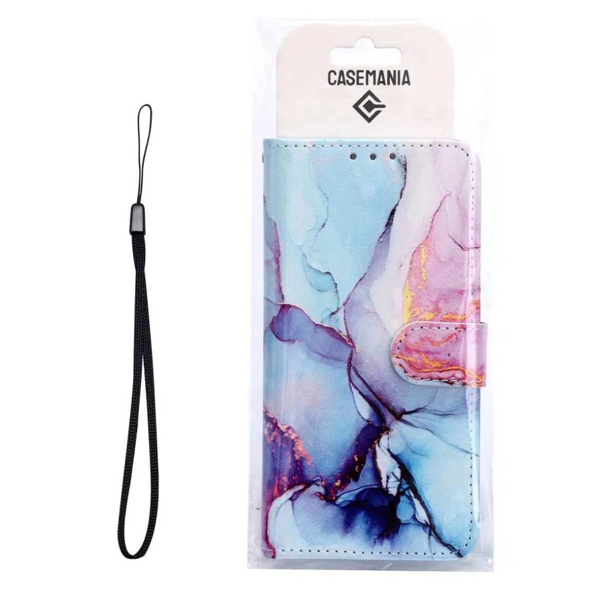 Casemania Iphone-17-Bookcase- Marmer Roze Blauw-4-Cityhoesje.nl