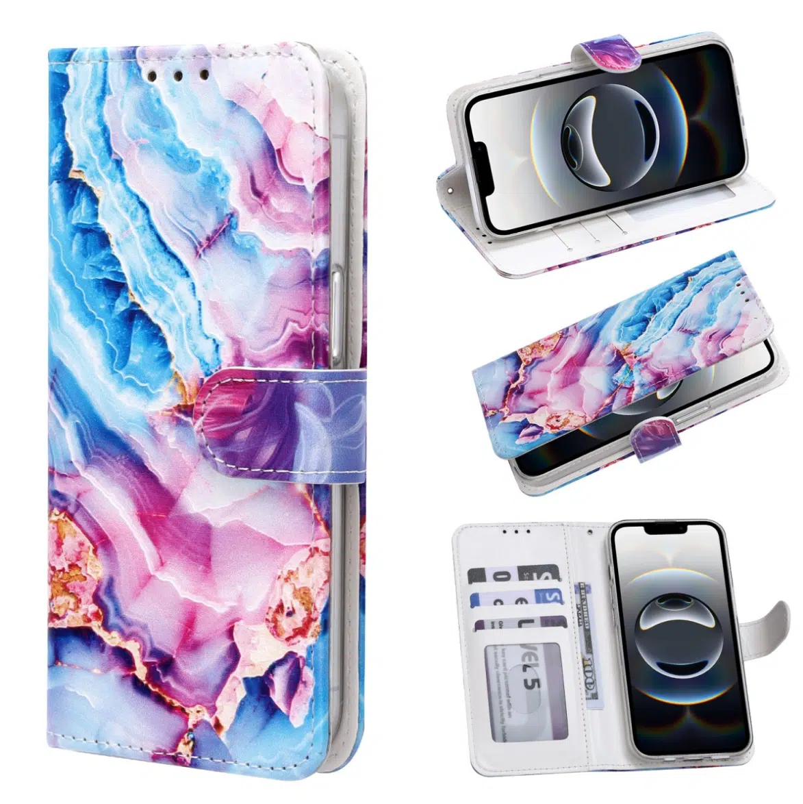 Casemania Iphone-17 Pro-Bookcase- Marmer Lila-1-Cityhoesje.nl