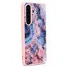 Casemania-Samsung S25 FE-Marmer Glitter-Blauw Roze-2-Cityhoesje.nl