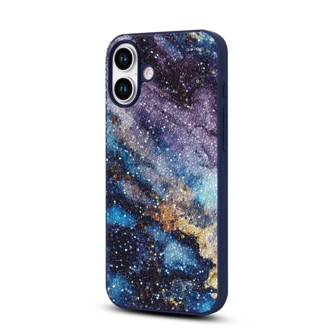 Casemania-iphone 17-Backcover-Blauw Paars -Marmer Glitter-2