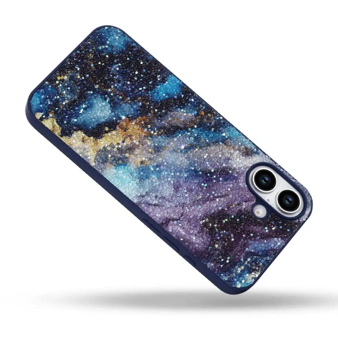 Casemania-iphone 17-Backcover-Blauw Paars -Marmer Glitter-3