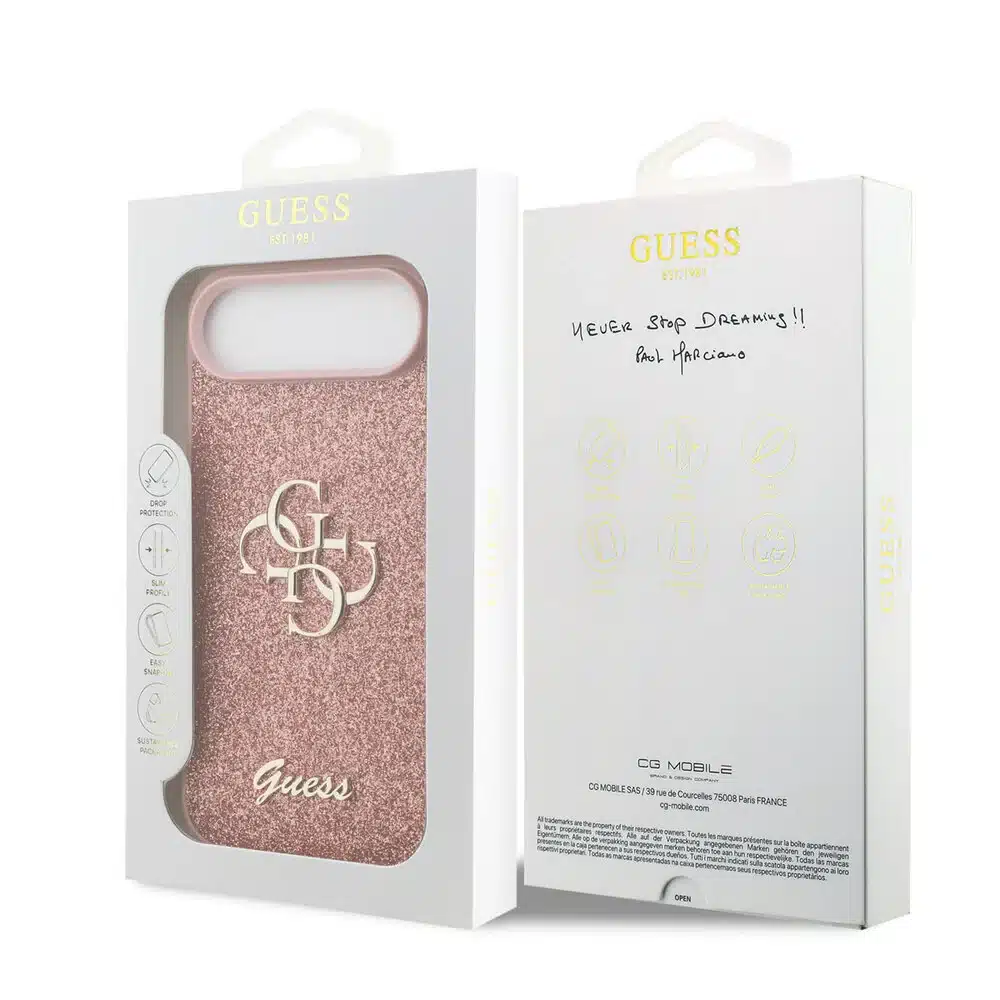 Guess iPhone 17 Air Back cover case - Big 4G - Fixed Glitter - Roze-8