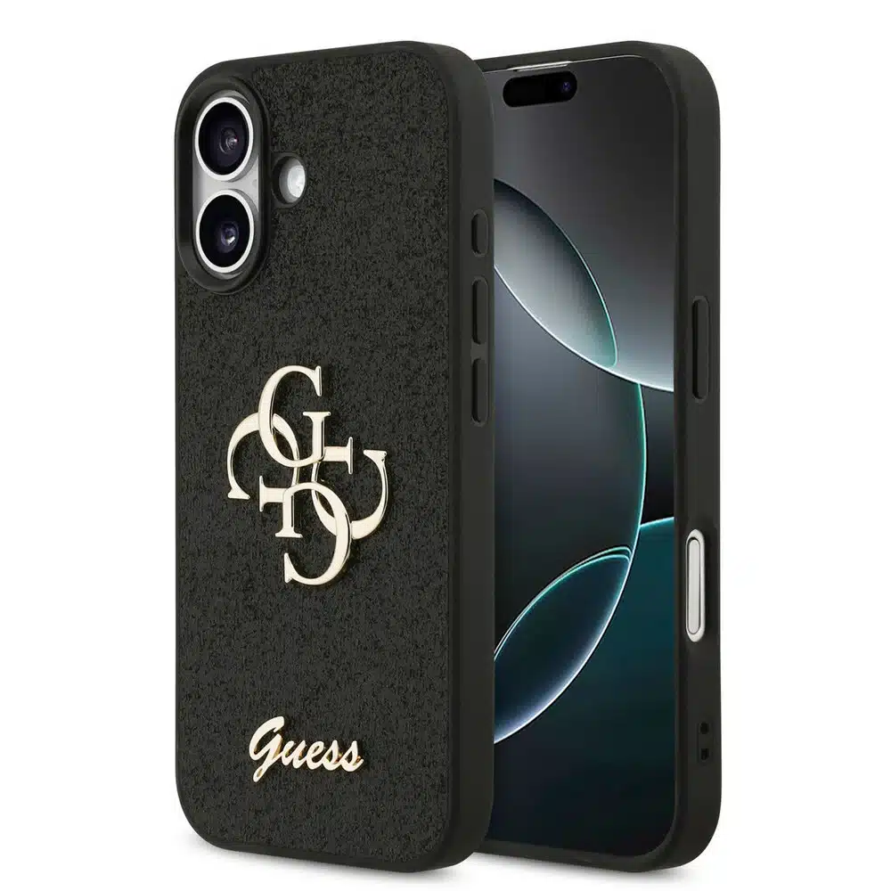 Guess iPhone 17 Back cover case - Big 4G - Fixed Glitter - Zwart-1