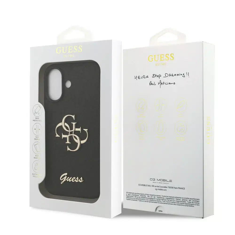 Guess iPhone 17 Back cover case - Big 4G - Fixed Glitter - Zwart-8
