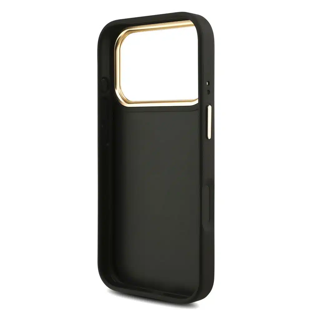 Guess iPhone 17 Pro Back cover case - 4G - Big Metal Logo - Gold Edge - Zwart-6