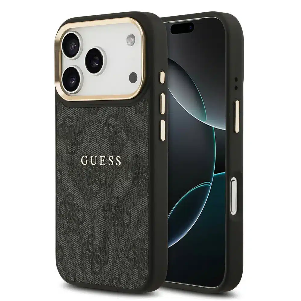 Guess iPhone 17 Pro Back cover case - Magsafe PU Leather - 4G Classic Logo - Zwart-1