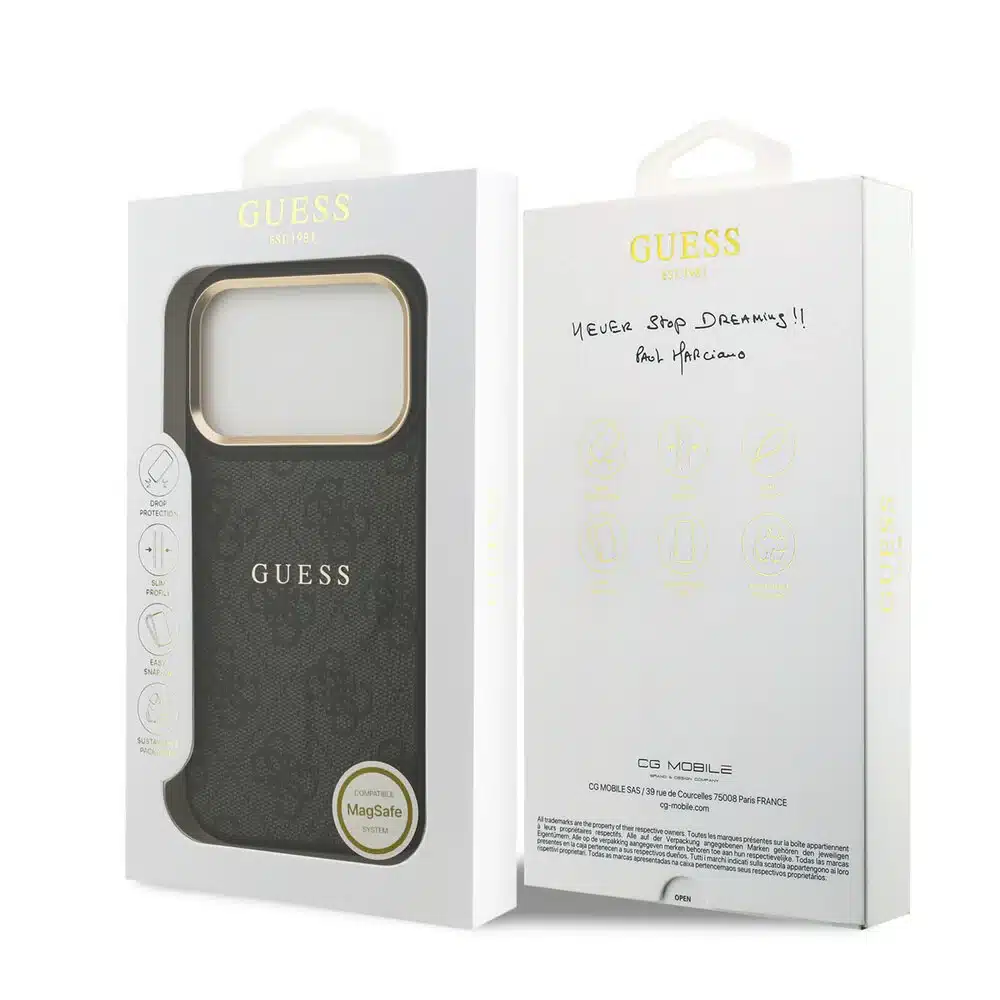 Guess iPhone 17 Pro Back cover case - Magsafe PU Leather - 4G Classic Logo - Zwart-8