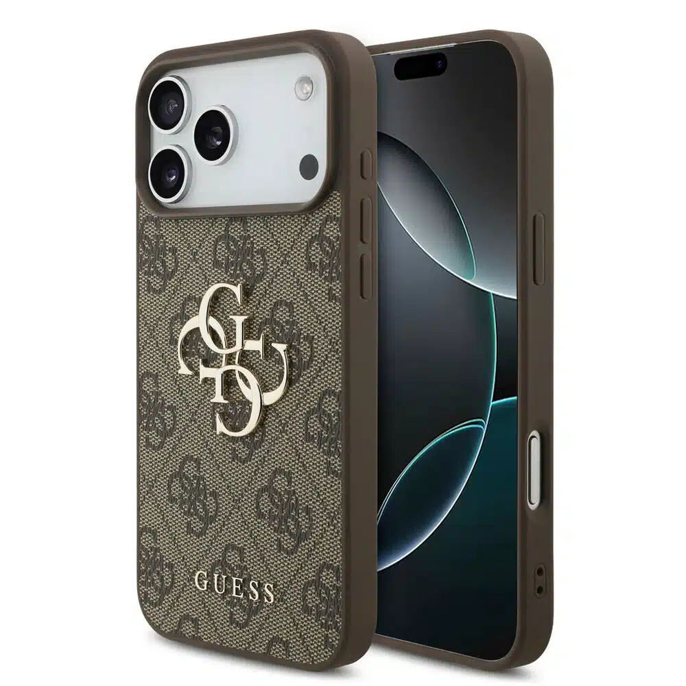 Guess iPhone 17 Pro Max Backcover hoesje - 4G - Big Metal Logo - Bruin-1