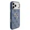 Guess iPhone 17 Pro Max Backcover hoesje - 4G - Big Metal Logo - Gold Edge - Blauw-4