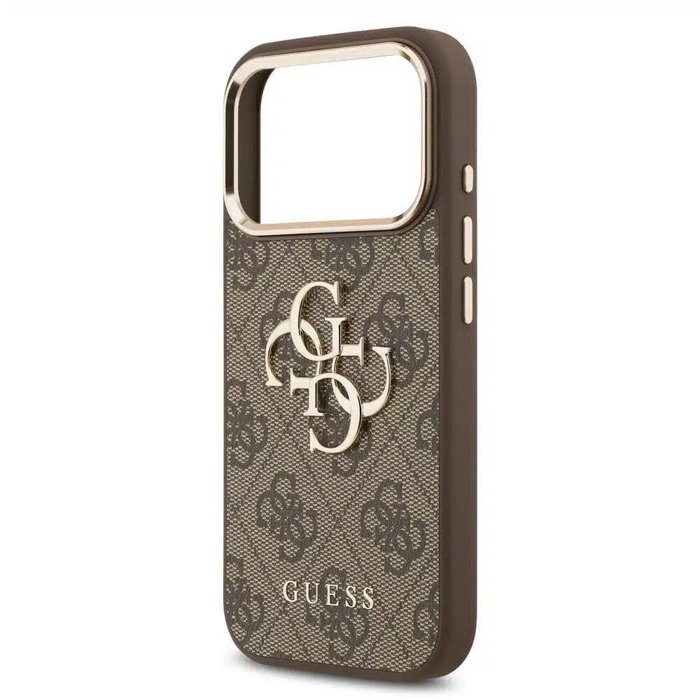 Guess iPhone 17 Pro Max Backcover hoesje - 4G - Big Metal Logo - Gold Edge - Bruin-5