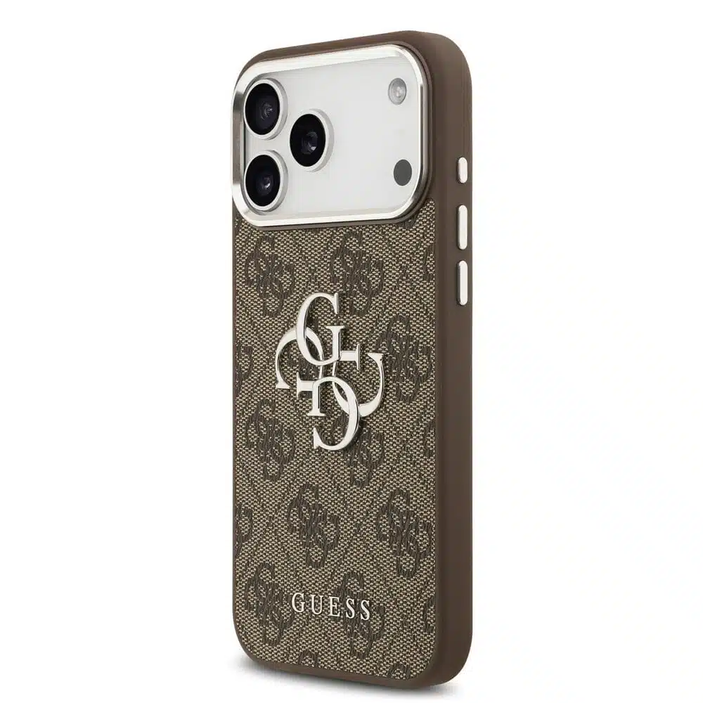 Guess-Backcover-PU Leather-4G Classic Logo-iPhone 17 Pro Max- Bruin Silver - Afbeelding 2