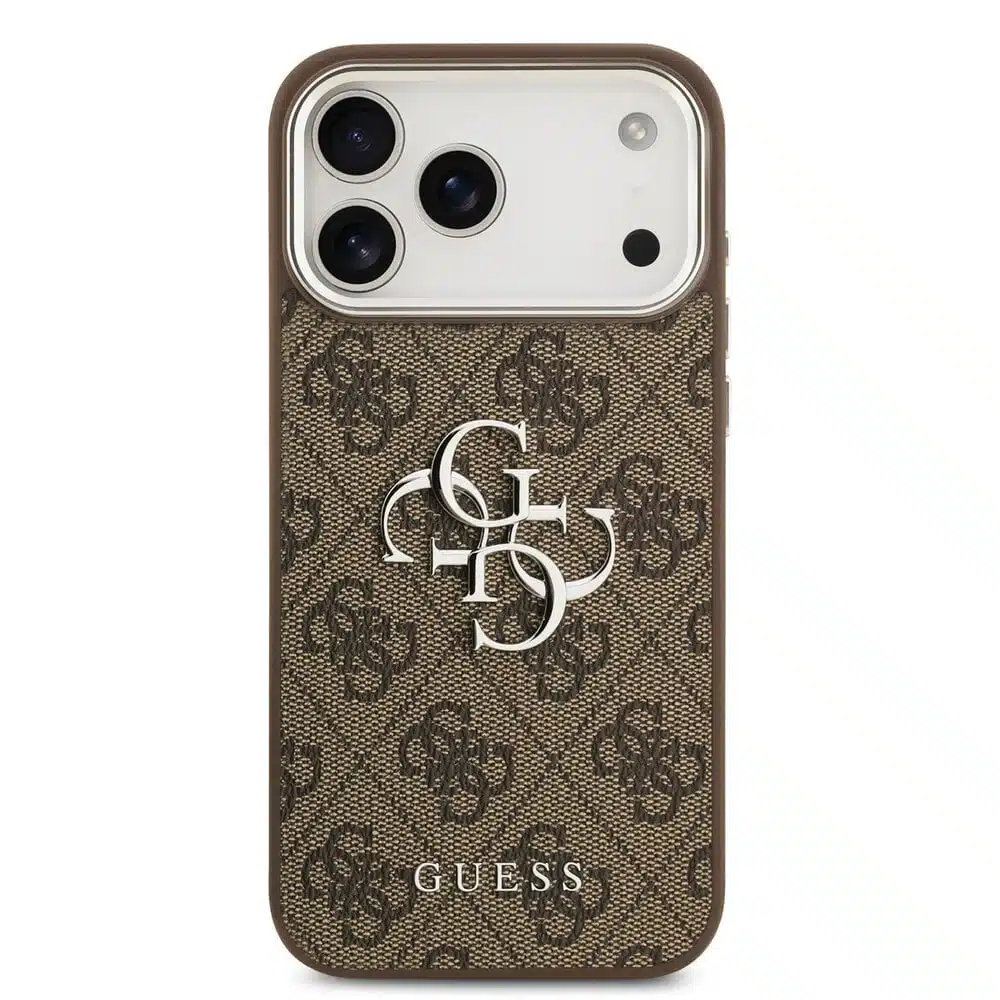 Guess-Backcover-PU Leather-4G Classic Logo-iPhone 17 Pro Max- Bruin Silver - Afbeelding 3