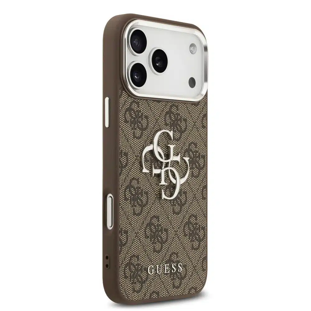 Guess-Backcover-PU Leather-4G Classic Logo-iPhone 17 Pro Max- Bruin Silver - Afbeelding 4