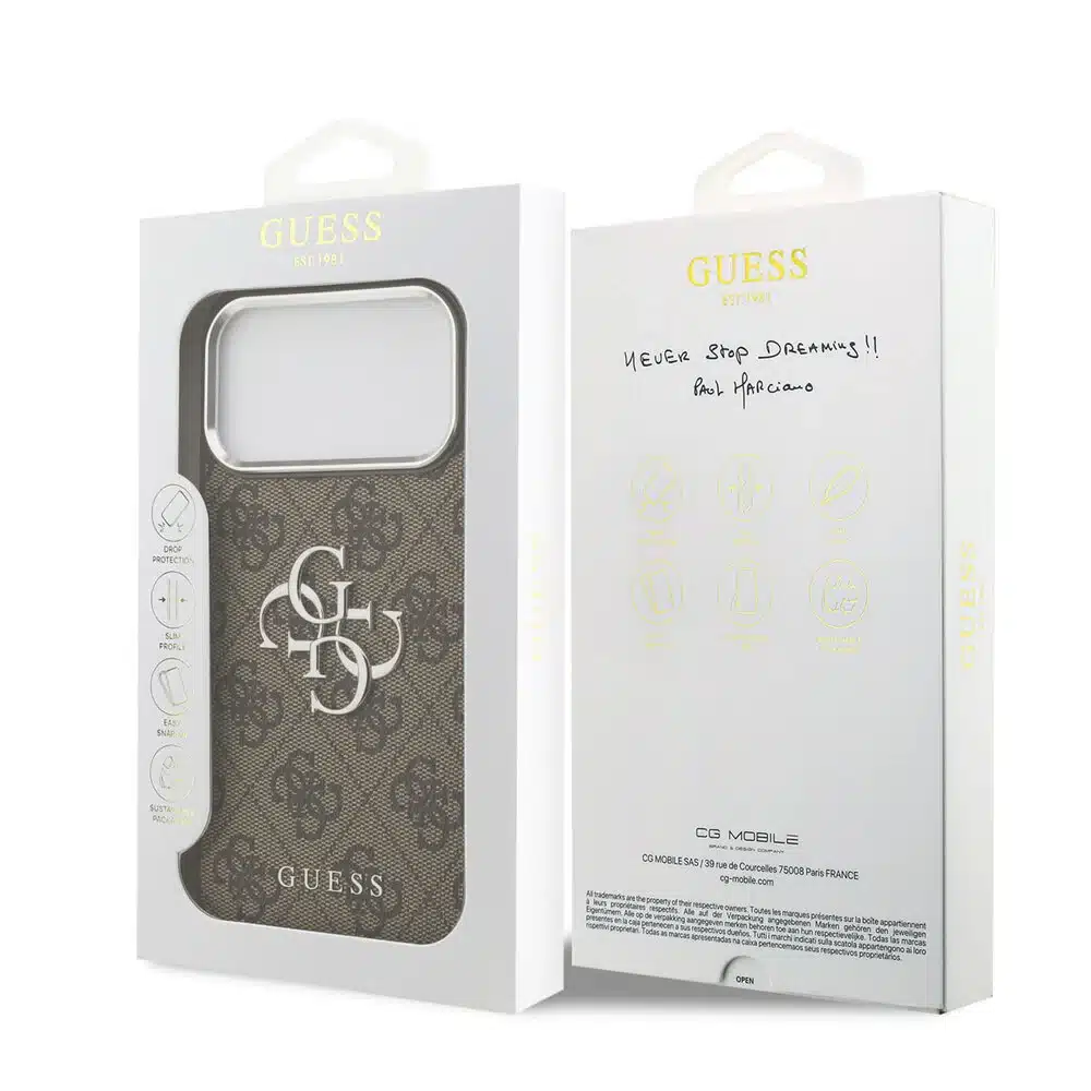 Guess-Backcover-PU Leather-4G Classic Logo-iPhone 17 Pro Max- Bruin Silver - Afbeelding 8