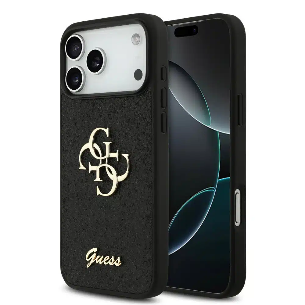 Guess iPhone 17 Pro Max Backcover hoesje - Big 4G - Fixed Glitter - Zwart-1